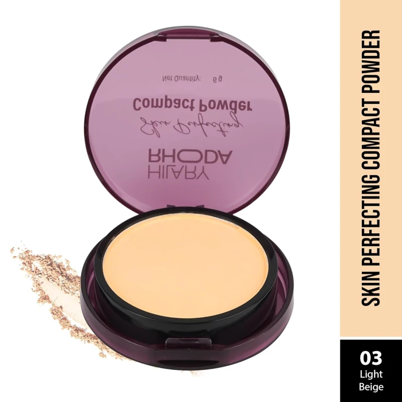 Hilary Rhoda Skin Perfecting Compact Powder | Oil Control & Matte Finish | Buildable Coverage | Blends Easily | Hides Imperfections | 6g (Light Beige | Shade 03) - Thumbnail 2